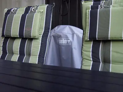 Ein Sitzbereich in der Unterkunft Apartment am Kurpark