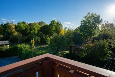 Ein Garten an der Unterkunft Eggert's Ferienhaus zum Apfelgarten