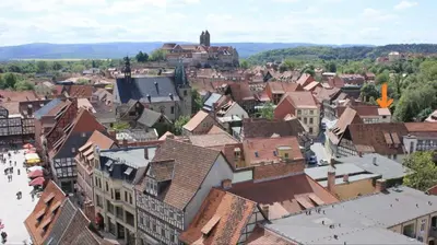 Ein allgemeiner Blick auf Quedlinburg oder ein Stadtblick von der Ferienwohnung aus