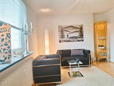 Ein Sitzbereich in der Unterkunft Chalet an der Bode - 2 Zi Fewo zentral am Marktplatz