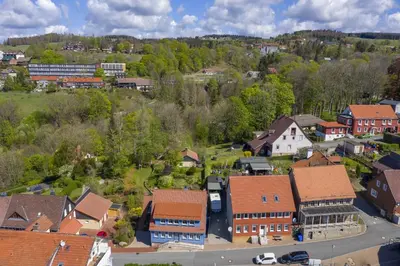 Blick auf Morgenroethe 5 Sterne Ferienwohnung aus der Vogelperspektive