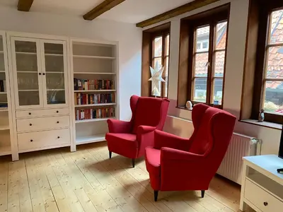 Ein Sitzbereich in der Unterkunft Stieg 1
