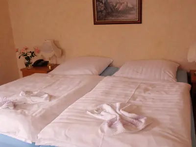 Ein Bett oder Betten in einem Zimmer der Unterkunft Hotel Richthofen