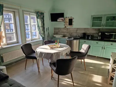 Küche/Küchenzeile in der Unterkunft Adelshof Quedlinburg