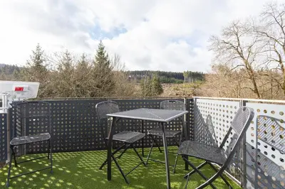 Ein Balkon oder eine Terrasse in der Unterkunft Ferienwohnung an der Salamanderburg