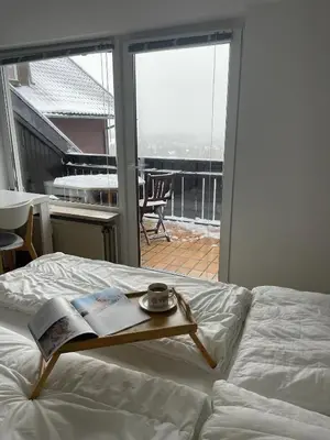 Ein Bett oder Betten in einem Zimmer der Unterkunft Gemütliche Ferienwohnung Harz Braunlage Hohegeiß