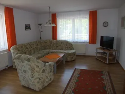 TV/Unterhaltungsangebot in der Unterkunft Ferienhaus Hubertus in Elend mit Balkons