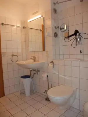 Ein Badezimmer in der Unterkunft Ferienhaus Hubertus in Elend mit Balkons