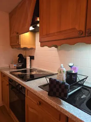 Küche/Küchenzeile in der Unterkunft Ferienwohnung am Wildgehege