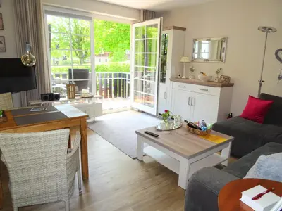 Ein Sitzbereich in der Unterkunft Ferienwohnung Krekel in ruhiger Lage inklusiv Wäschepaket, WLAN, Parkplatz