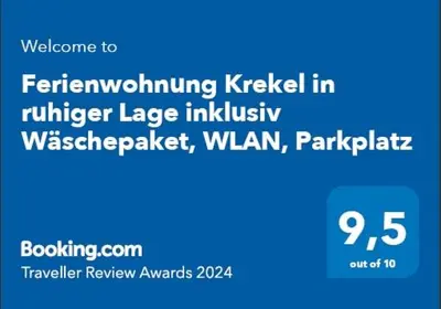 Ein Zertifikat, Auszeichnung, Logo oder anderes Dokument, das in der Unterkunft Ferienwohnung Krekel in ruhiger Lage inklusiv Wäschepaket, WLAN, Parkplatz ausgestellt ist