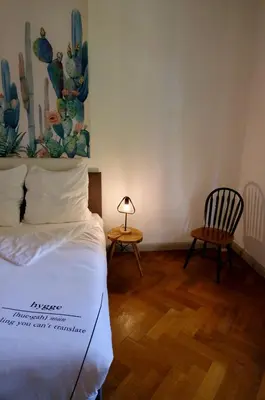 Ein Bett oder Betten in einem Zimmer der Unterkunft 110 qm Ferienwohnung Stadtvilla Halberstadt - Dem Tor zum Harz