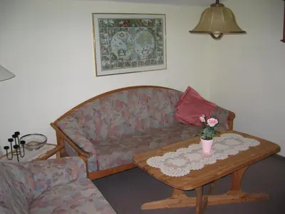 Ein Sitzbereich in der Unterkunft Ferienwohnung Waschinski