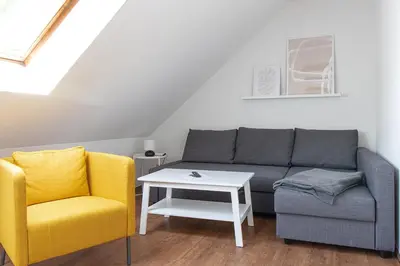Ein Sitzbereich in der Unterkunft Ferienwohnung Quedlinburg Harz