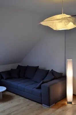 Ein Sitzbereich in der Unterkunft Ferienwohnung An der Försterei