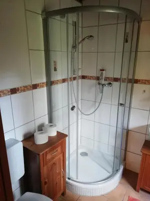 Ein Badezimmer in der Unterkunft Auerberg Blick