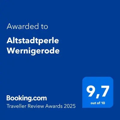 Ein Zertifikat, Auszeichnung, Logo oder anderes Dokument, das in der Unterkunft Altstadtperle Wernigerode ausgestellt ist