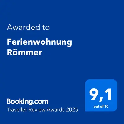 Ein Zertifikat, Auszeichnung, Logo oder anderes Dokument, das in der Unterkunft Ferienwohnung Römmer ausgestellt ist