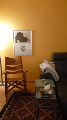 Ein Sitzbereich in der Unterkunft Ferienwohnung Schützen-Sterne