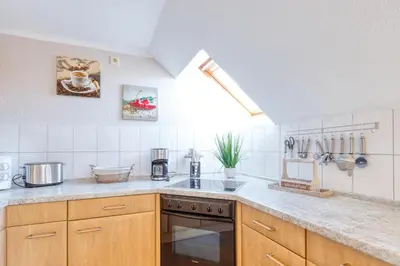 Küche/Küchenzeile in der Unterkunft Ferienwohnung Ziesing Gernrode