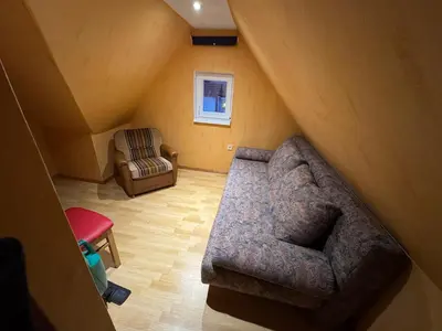 Ein Sitzbereich in der Unterkunft Ferienhaus Bockswiese
