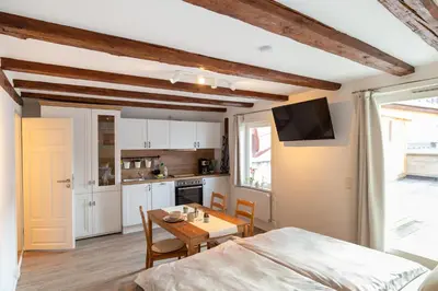 Küche/Küchenzeile in der Unterkunft Ferienwohnung zum Marktplatz