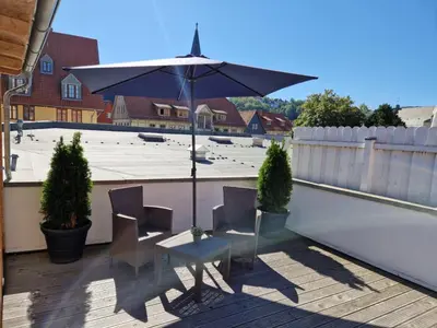 Ein Balkon oder eine Terrasse in der Unterkunft Ferienwohnung zum Marktplatz
