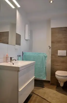 Ein Badezimmer in der Unterkunft Ferienwohnung Am Gondelteich