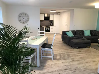 Küche/Küchenzeile in der Unterkunft Ferienwohnung Am Gondelteich