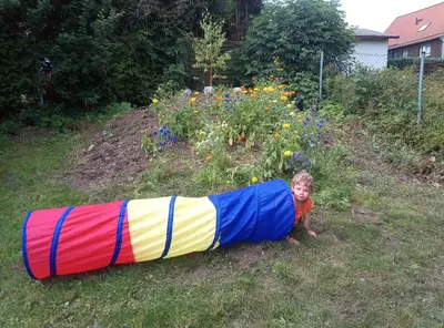 Ein Garten an der Unterkunft Haus Löwenzahn
