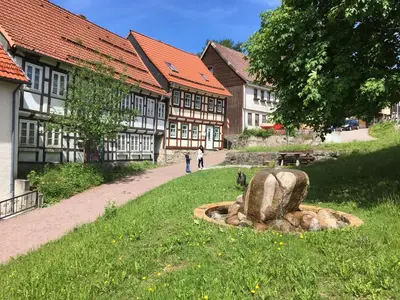 Ein Garten an der Unterkunft Blockhaus Harzblick4C