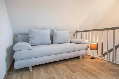 Ein Sitzbereich in der Unterkunft Ferienhaus an der Brockenbahn