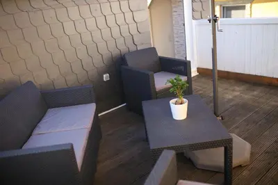 Ein Sitzbereich in der Unterkunft Schlossweg-Apartment