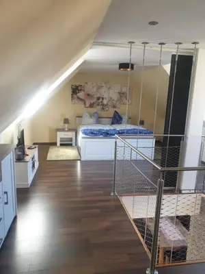 Ein Bett oder Betten in einem Zimmer der Unterkunft FW Zum Kuckucksnest auf 2 Etagen und 140qm