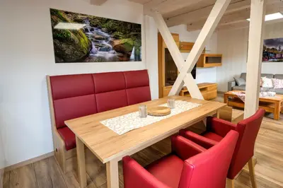 Ein Sitzbereich in der Unterkunft Heidequartier Harz