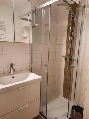 Ein Badezimmer in der Unterkunft Ferienwohnung Schneeweißchen an der Therme