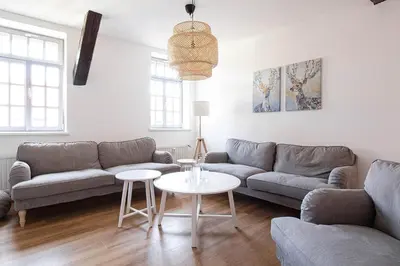 Ein Sitzbereich in der Unterkunft Ferienwohnungen BUNTER HOF Quedlinburg