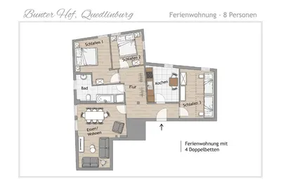 Grundriss der Unterkunft Ferienwohnungen BUNTER HOF Quedlinburg