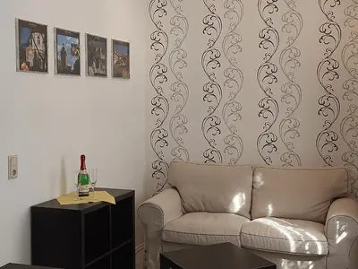 Ein Sitzbereich in der Unterkunft Fewo Kaplanei