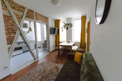 Ein Sitzbereich in der Unterkunft Harzer Fachwerkstube Quedlinburg