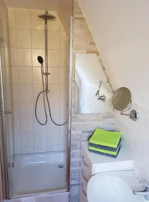 Ein Badezimmer in der Unterkunft Harzer Finnhütte