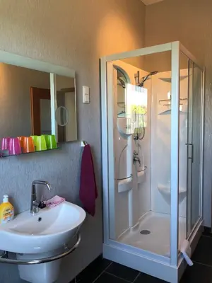 Ein Badezimmer in der Unterkunft Ferienwohnung An der Bodetal Therme