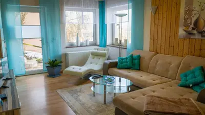 Ein Sitzbereich in der Unterkunft Ferienhaus am Osterberg