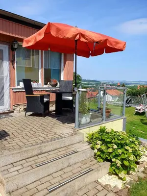 Ein Balkon oder eine Terrasse in der Unterkunft Ferienhaus am Osterberg