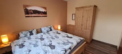 Ein Bett oder Betten in einem Zimmer der Unterkunft Ferienwohnung Aaron II inkl Bettwäsche Handtücher Endreinigung