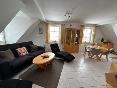Ein Sitzbereich in der Unterkunft Alpaka Haus Sanssouci Tanne Oberharz