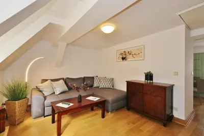 Ein Sitzbereich in der Unterkunft Ferienwohnung im Marktkirchhof