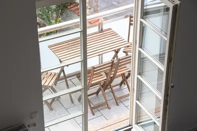 Ein Balkon oder eine Terrasse in der Unterkunft Ferienwohnungen Galerie im Klink
