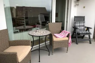 Ein Sitzbereich in der Unterkunft Ferienwohnung Harzglueck auf 2 Etagen mit grossem SW-Balkon
