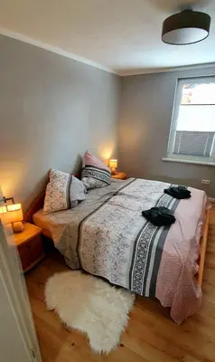 Ein Bett oder Betten in einem Zimmer der Unterkunft Ferienhaus Darlingerode
